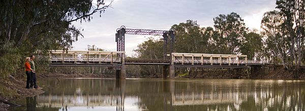 Couple fish by the Barham Bridge over the Murray River